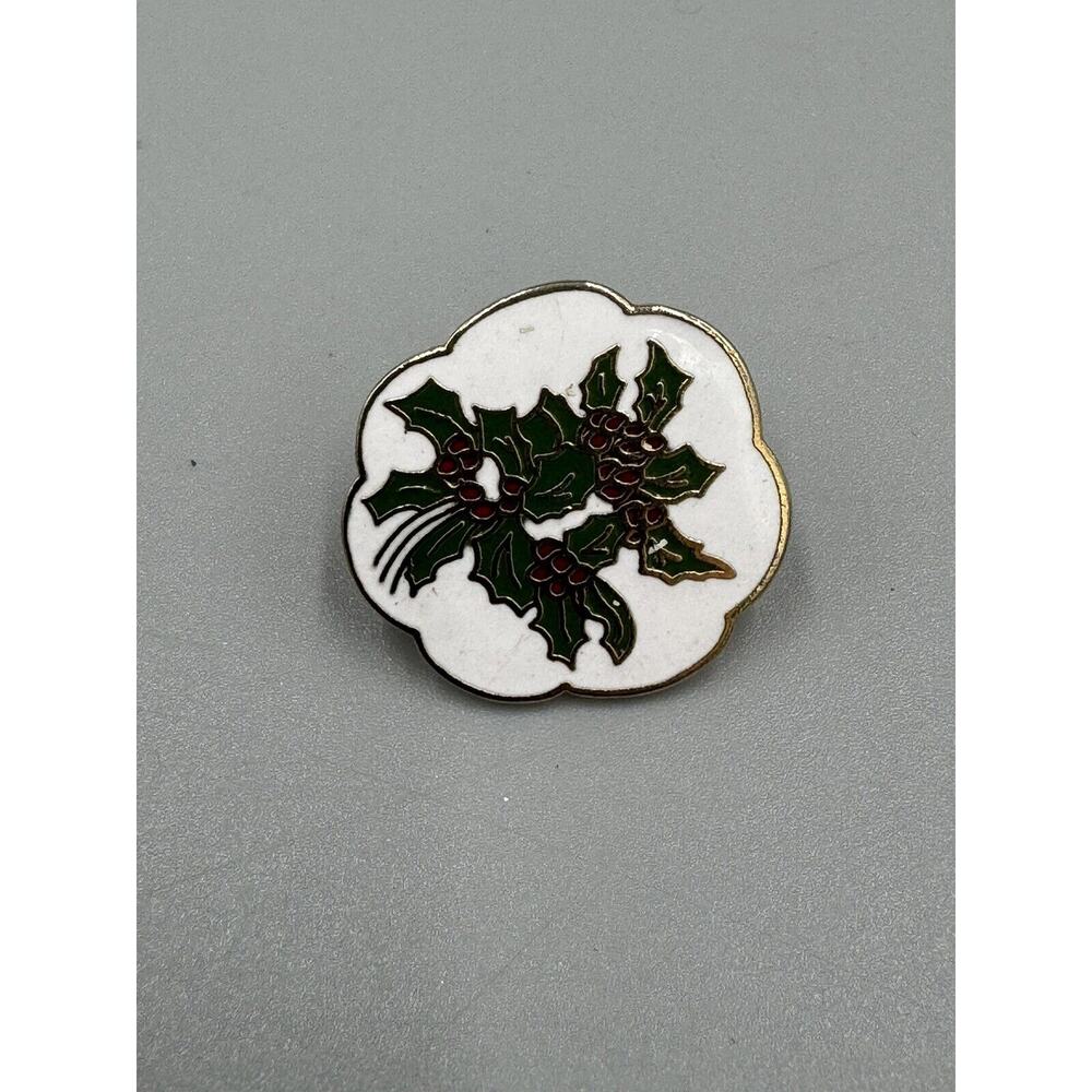 Vintage‎ Holiday Mistletoe Design Lapel Pin Brooch